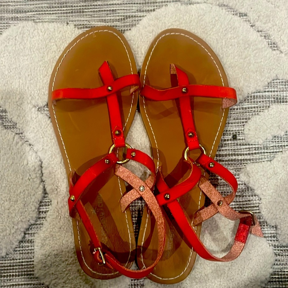 Red strappy sandals